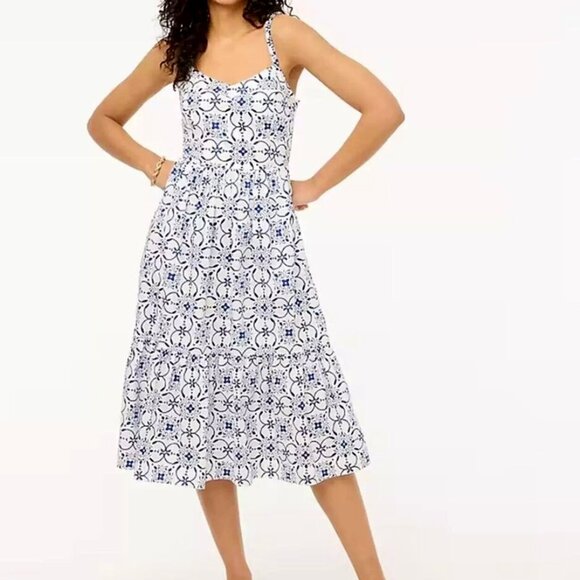 J. Crew Poplin Corset Midi Dress - Picture 1 of 5
